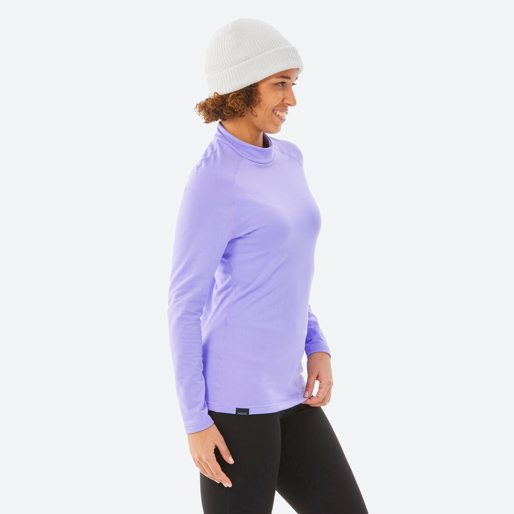 Women’s Warm, Breathable Thermal Ski Base Layer Top BL 500 - Purple